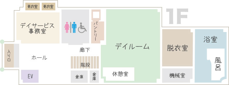 日ノ岡デイサービスセンターのフロアマップ